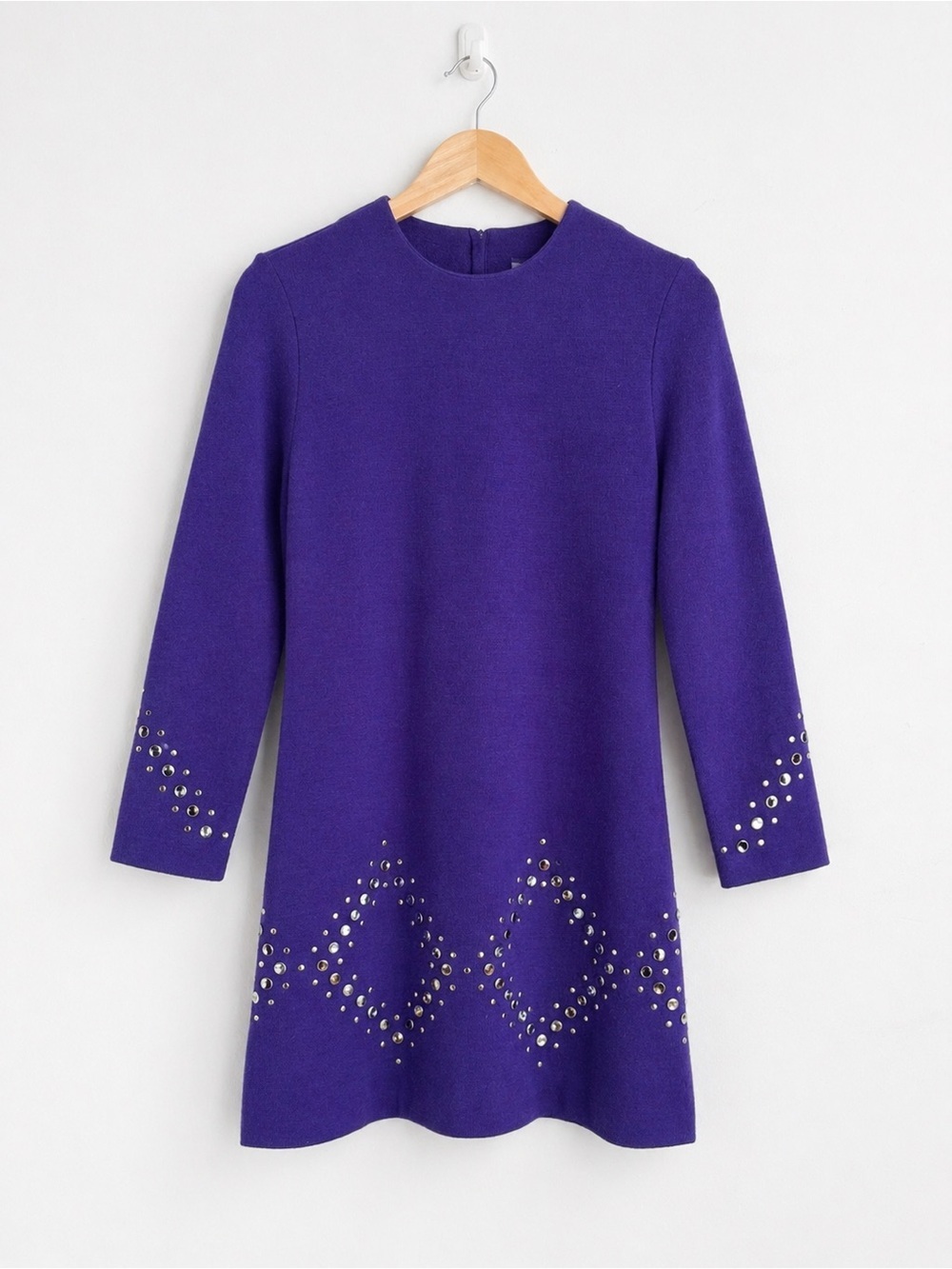 Vintage 1960s Mod Wool Go-Go Studded Mini Dress - Size S
